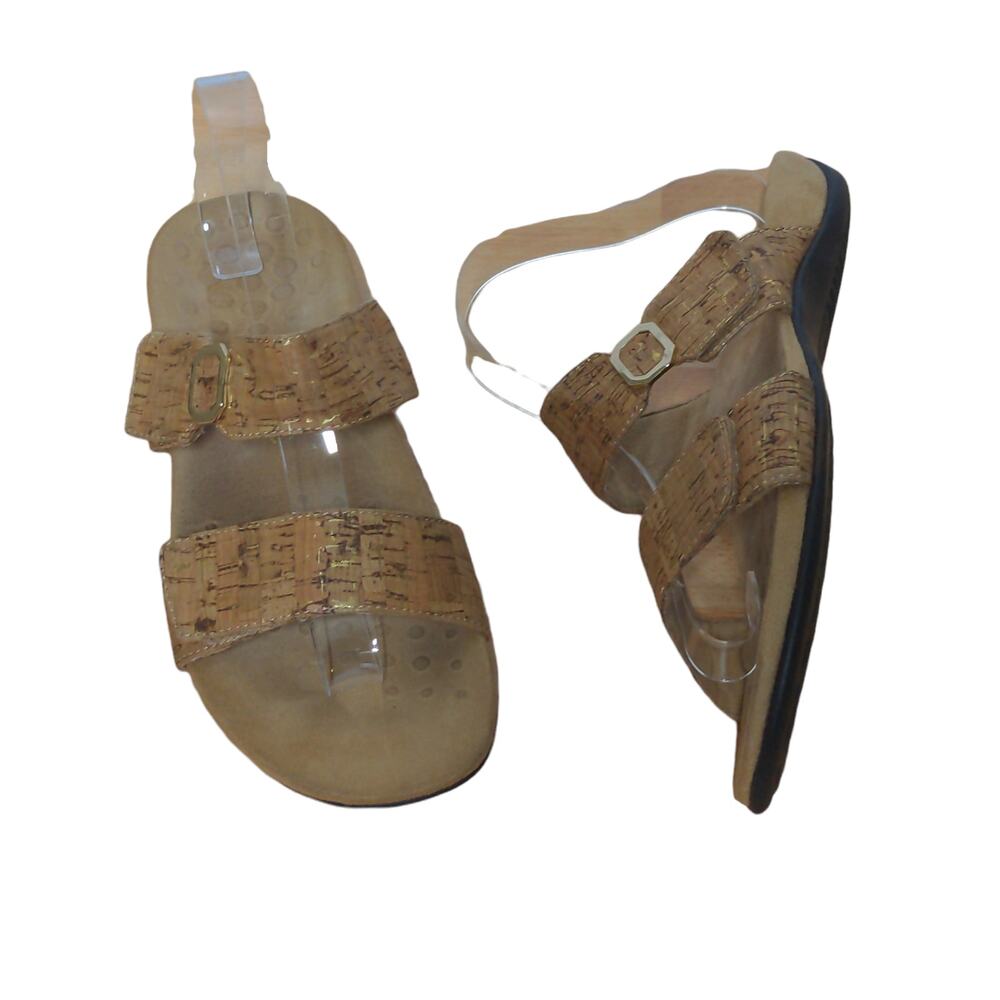 Vionic Tan Camila Slide Sandals Cork Double Strap - Size 8
